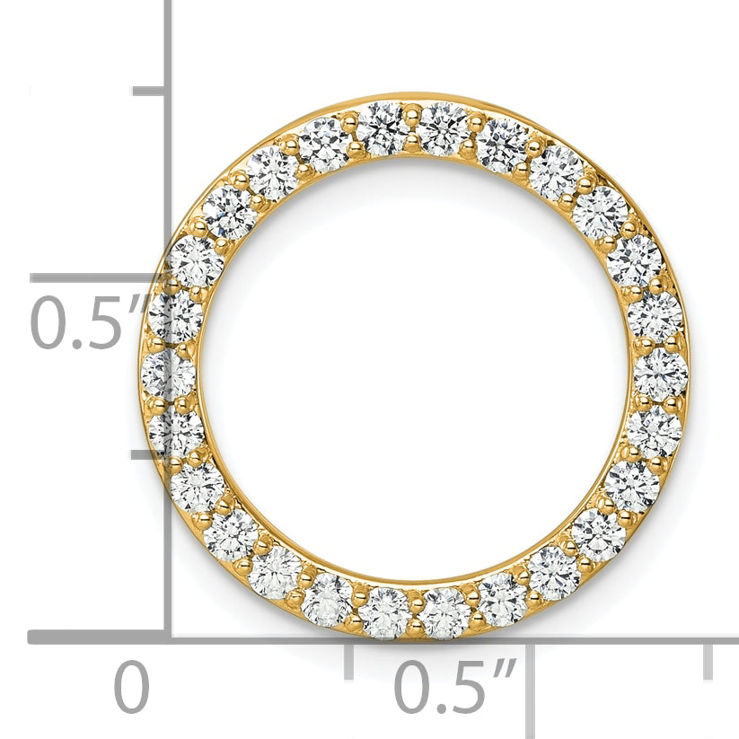 14k Yellow Gold 1 Ct. Lab Grown Diamond VS/SI+ G+ Circle Chain Slide Pendant
