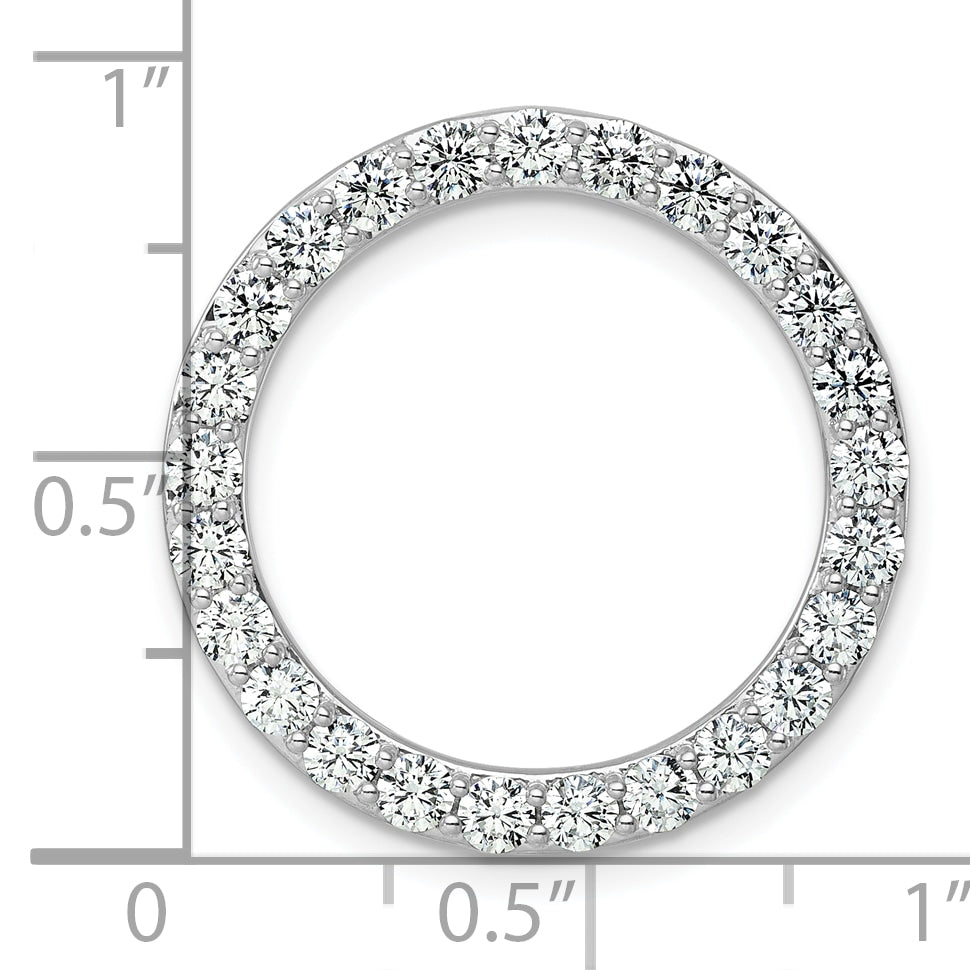 14k White Gold 2 Ct. Lab Grown Diamond VS/SI+ G+ Circle Chain Slide Pendant