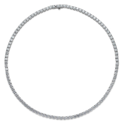 14K White Gold 34 3/8 Carat Lab Grown Diamond Vs+ F+ Complete Round 18 Inch Straight Tennis Necklace