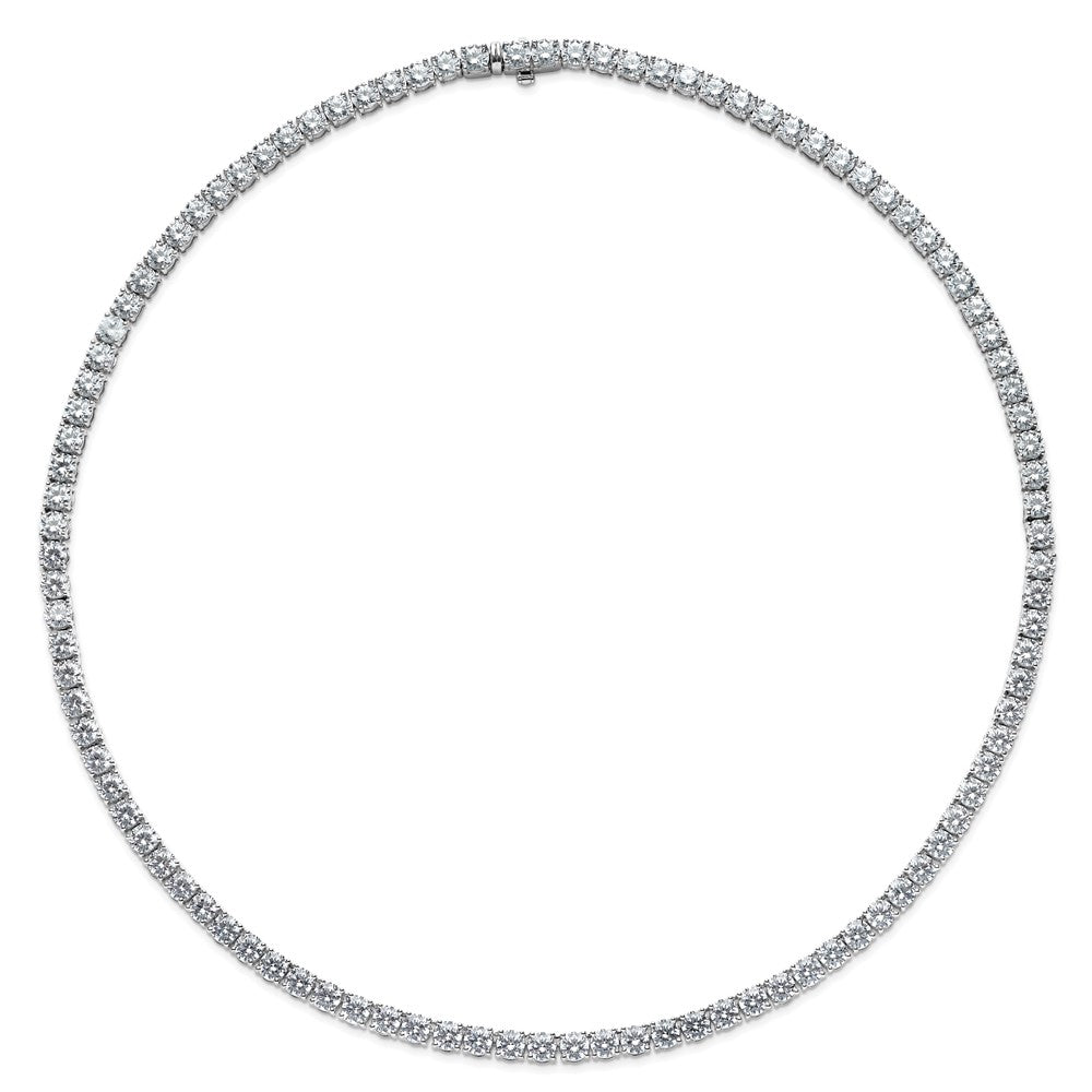 14K White Gold 32 5/8 Carat Lab Grown Diamond Vs+ F+ Complete Round 18 Inch Straight Tennis Necklace
