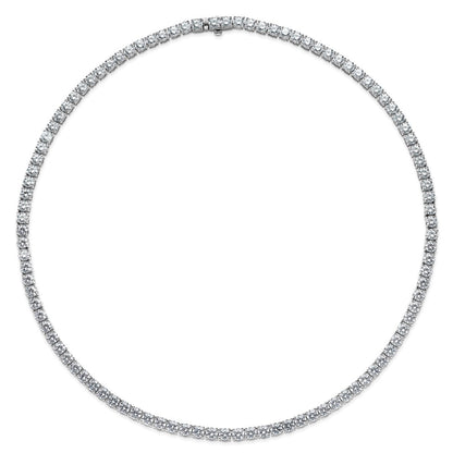 14K White Gold 32 5/8 Carat Lab Grown Diamond Vs+ F+ Complete Round 18 Inch Straight Tennis Necklace