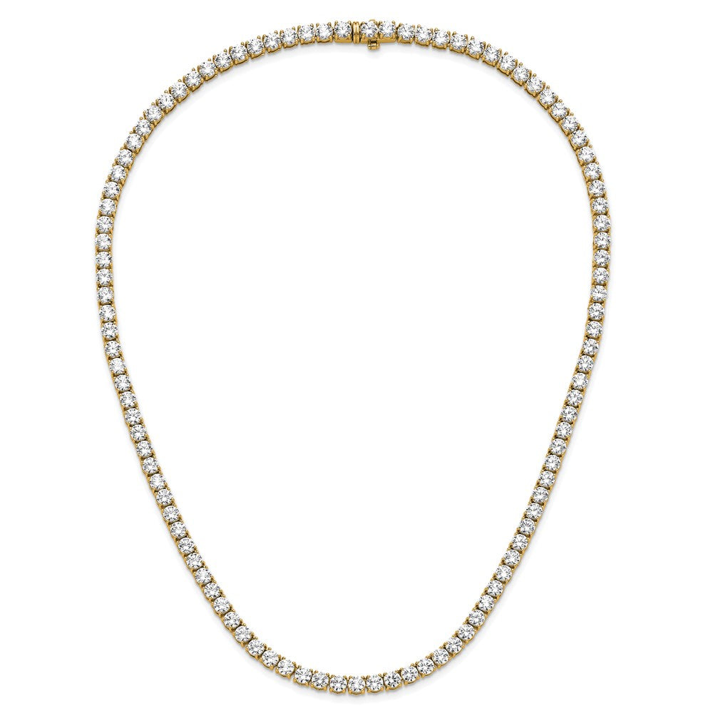 14K Yellow Gold 44 Carat Lab Grown Diamond Vs+ F+ Complete Round 18 Inch Straight Tennis Necklace