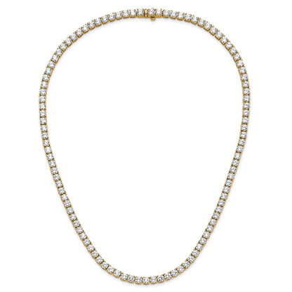 14K Yellow Gold 39 3/4 Carat Lab Grown Diamond Vs+ F+ Complete Round 22 Inch Straight Tennis Necklace