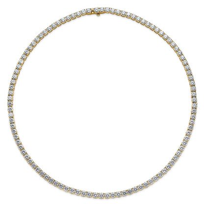 14K Yellow Gold 28 3/4 Carat Lab Grown Diamond Vs+ F+ Complete Round 22 Inch Straight Tennis Necklace