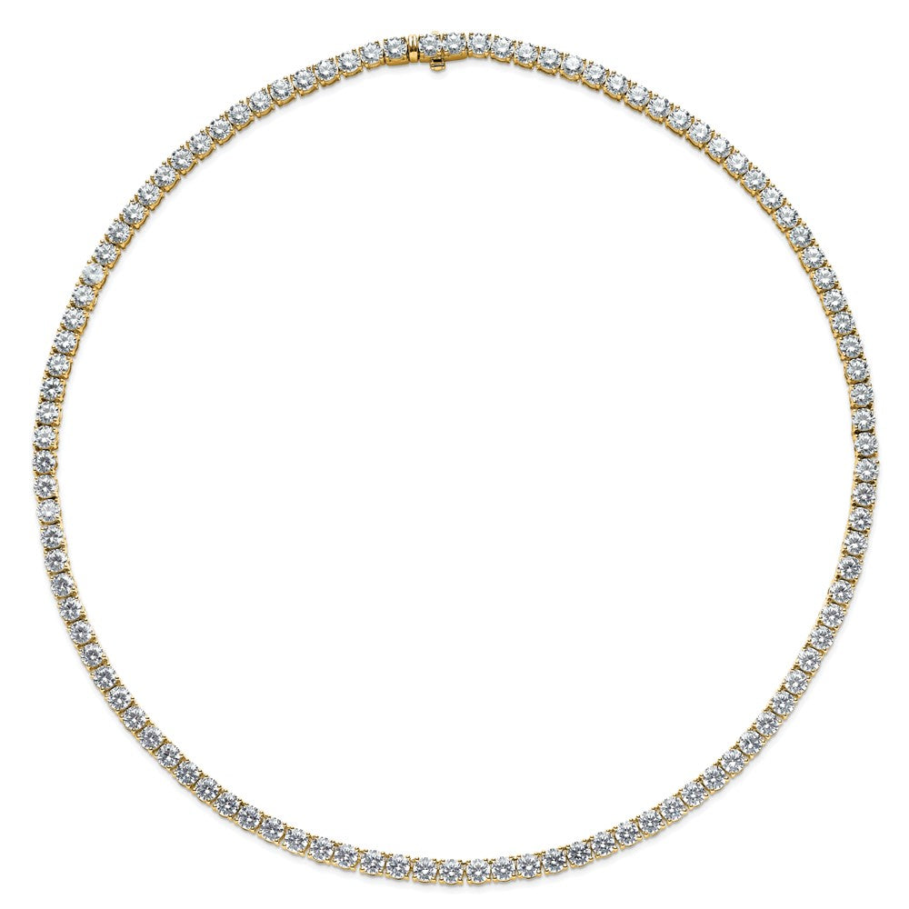 14k Yellow Gold 34 3/8 Ct. Lab Grown Diamond VS/SI+ G+ Round 18 inch Straight Tennis Necklace