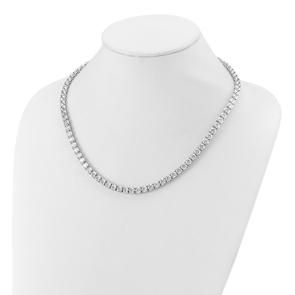14K White Gold 67 Carat Lab Grown Diamond Vs+ F+ Complete Round 18 Inch Straight Tennis Necklace
