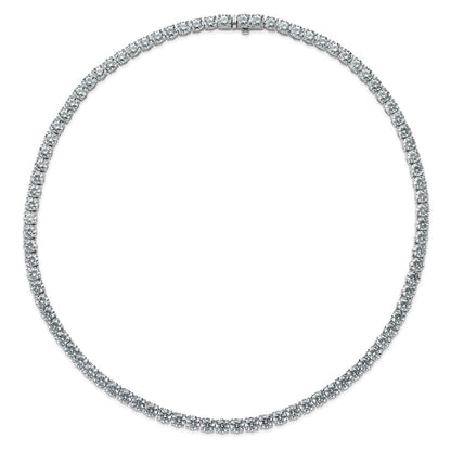 14K White Gold 56 1/4 Carat Lab Grown Diamond Vs+ F+ Complete Round 18 Inch Straight Tennis Necklace