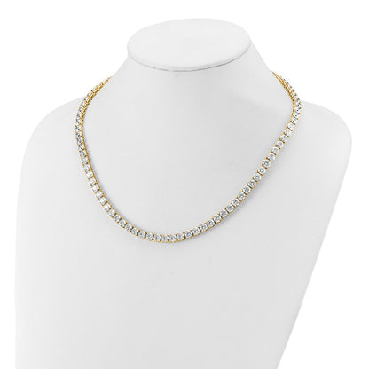 14K Yellow Gold 56 1/4 Carat Lab Grown Diamond Vs+ F+ Complete Round 18 Inch Straight Tennis Necklace