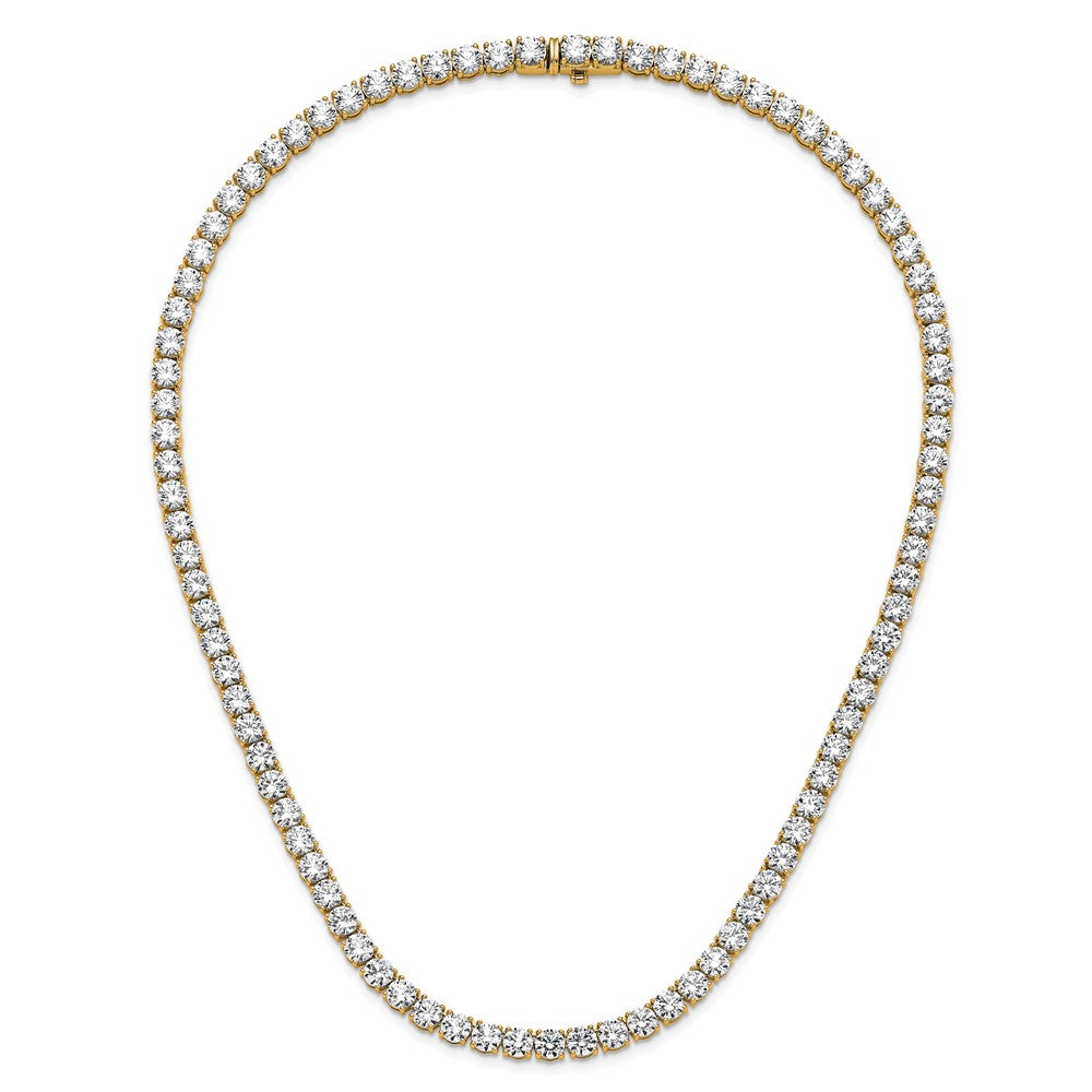 14K Yellow Gold 56 1/4 Carat Lab Grown Diamond Vs+ F+ Complete Round 18 Inch Straight Tennis Necklace