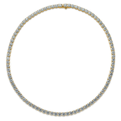 14K Yellow Gold 67 Carat Lab Grown Diamond Vs+ F+ Complete Round 18 Inch Straight Tennis Necklace