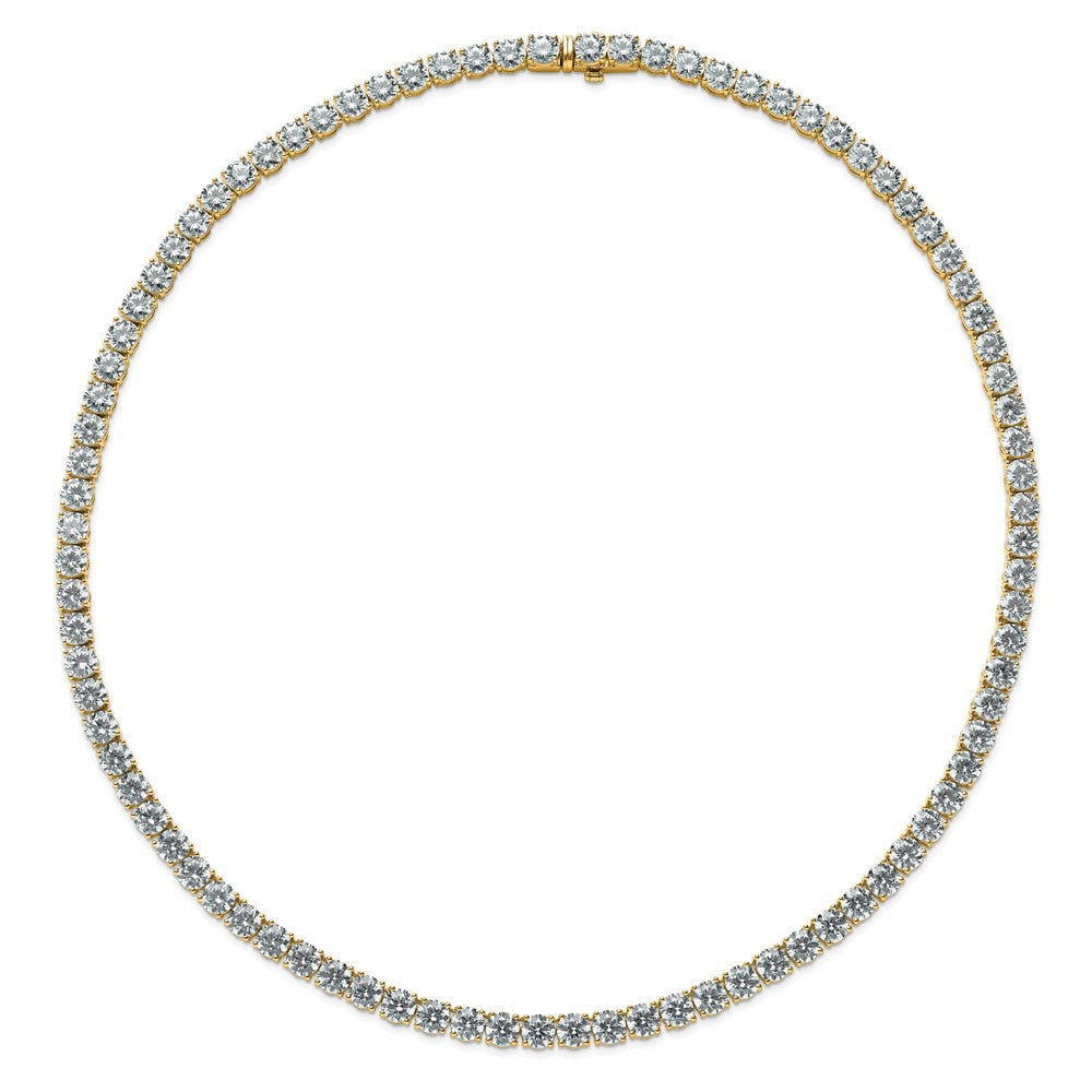 14K Yellow Gold 56 1/4 Carat Lab Grown Diamond Vs+ F+ Complete Round 18 Inch Straight Tennis Necklace
