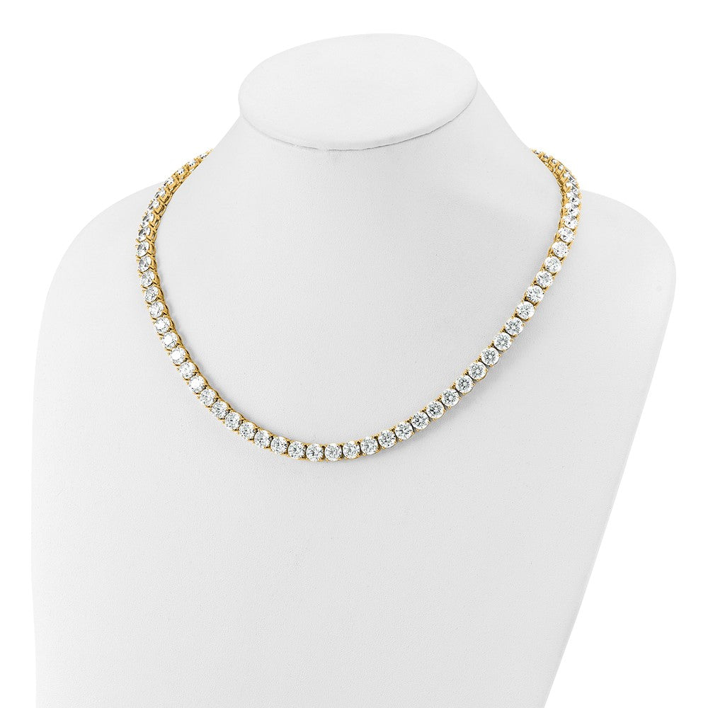 14K Yellow Gold 74 Carat Lab Grown Diamond Vs+ F+ Complete Round 20 Inch Straight Tennis Necklace
