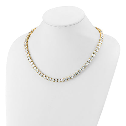 14K Yellow Gold 74 Carat Lab Grown Diamond Vs+ F+ Complete Round 20 Inch Straight Tennis Necklace