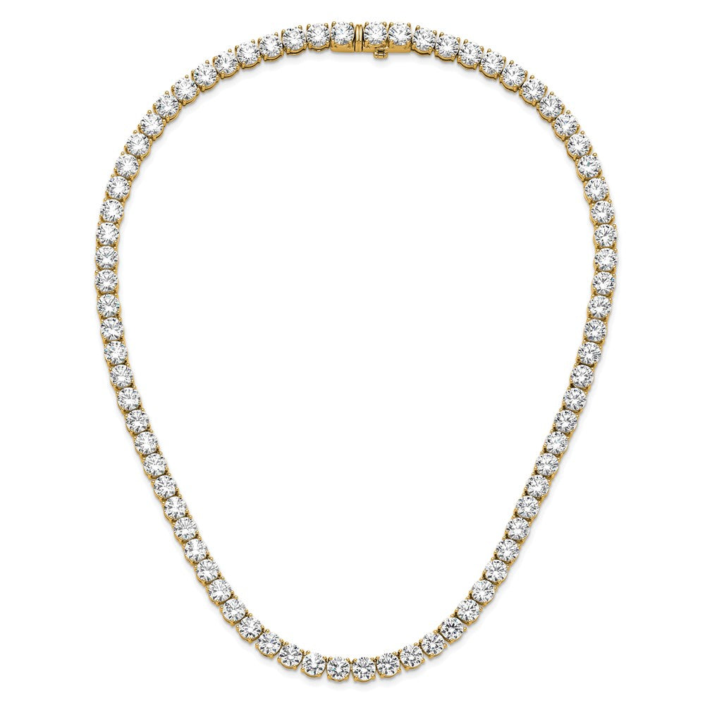 14K Yellow Gold 83 Carat Lab Grown Diamond Vs+ F+ Complete Round 22 Inch Straight Tennis Necklace