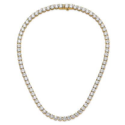 14K Yellow Gold 83 Carat Lab Grown Diamond Vs+ F+ Complete Round 22 Inch Straight Tennis Necklace