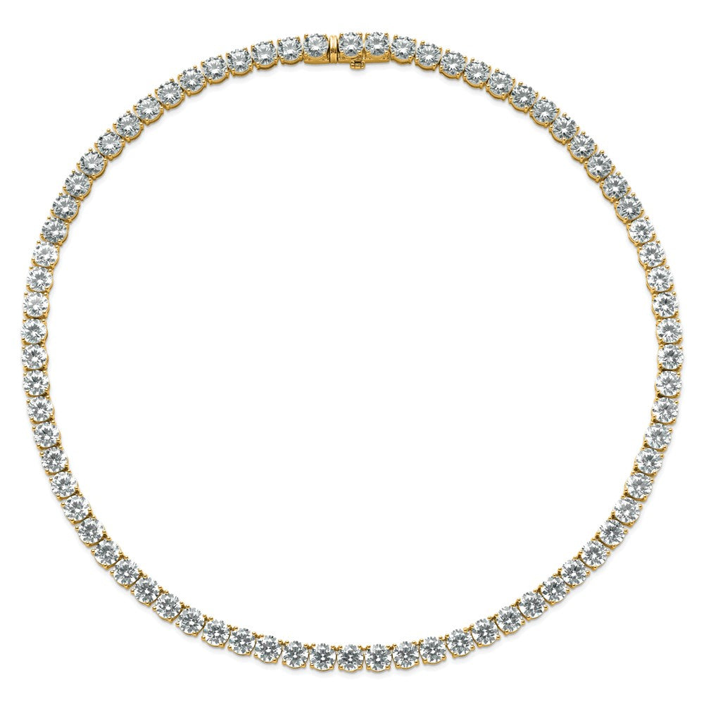 14K Yellow Gold 83 Carat Lab Grown Diamond Vs+ F+ Complete Round 22 Inch Straight Tennis Necklace