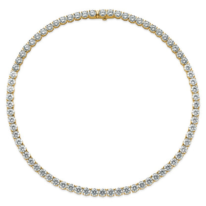 14K Yellow Gold 83 Carat Lab Grown Diamond Vs+ F+ Complete Round 22 Inch Straight Tennis Necklace