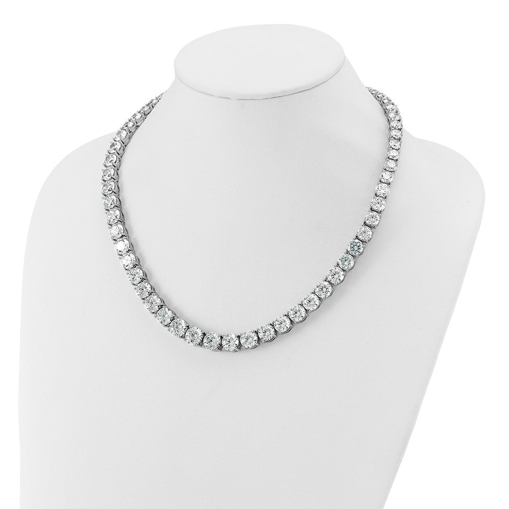 14K White Gold 100 3/4 Carat Lab Grown Diamond Vs+ F+ Complete Round 20 Inch Graduated Tennis Necklace