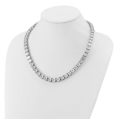14K White Gold 100 3/4 Carat Lab Grown Diamond Vs+ F+ Complete Round 20 Inch Graduated Tennis Necklace