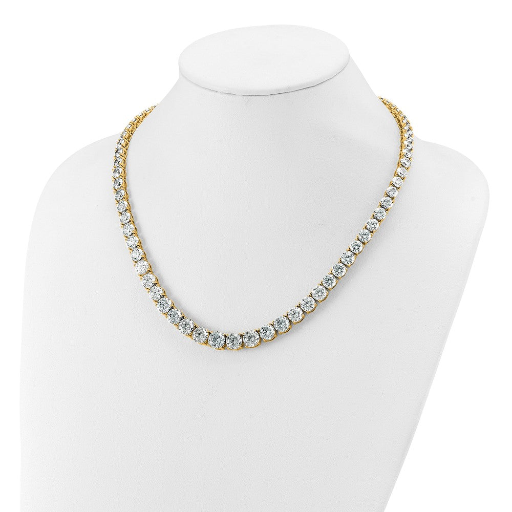 14K Yellow Gold 72 3/8 Carat Lab Grown Diamond Vs+ F+ Complete Round 20 Inch Graduated Tennis Necklace