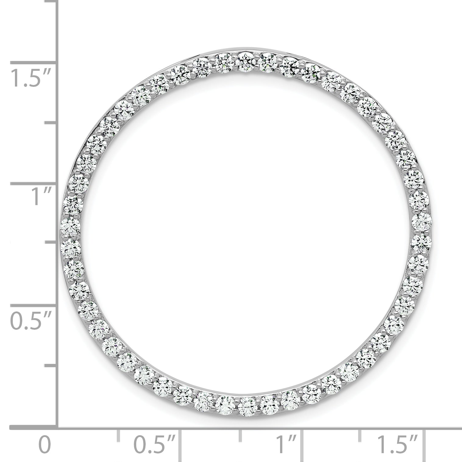 14k White Gold 2 Ct. Lab Grown Diamond VS/SI+ G+ Circle Chain Slide Pendant