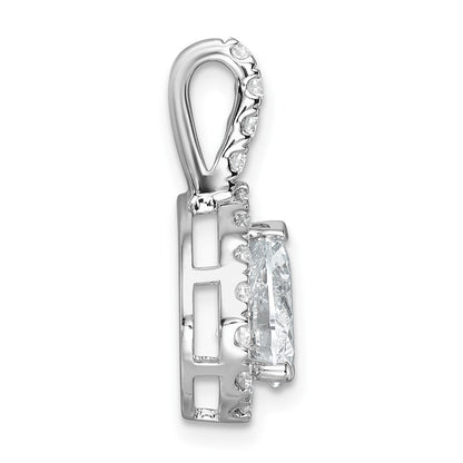 14K White Gold Lab Grown Diamond VS/SI FGH Pear Halo Pendant
