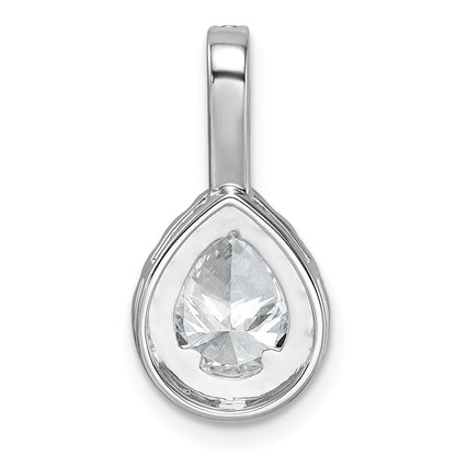 14K White Gold Lab Grown Dia VS/SI FGH Pear Halo Semi-Mount Pendant