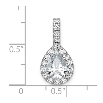 14K White Gold Lab Grown Diamond VS/SI FGH Pear Halo Pendant