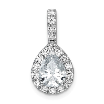 14K White Gold Lab Grown Dia VS/SI FGH Pear Halo Semi-Mount Pendant
