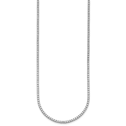 14K White Gold 6 Carat Lab Grown Diamond Vs+ F+ Complete Round 24 Inch Straight Tennis Necklace