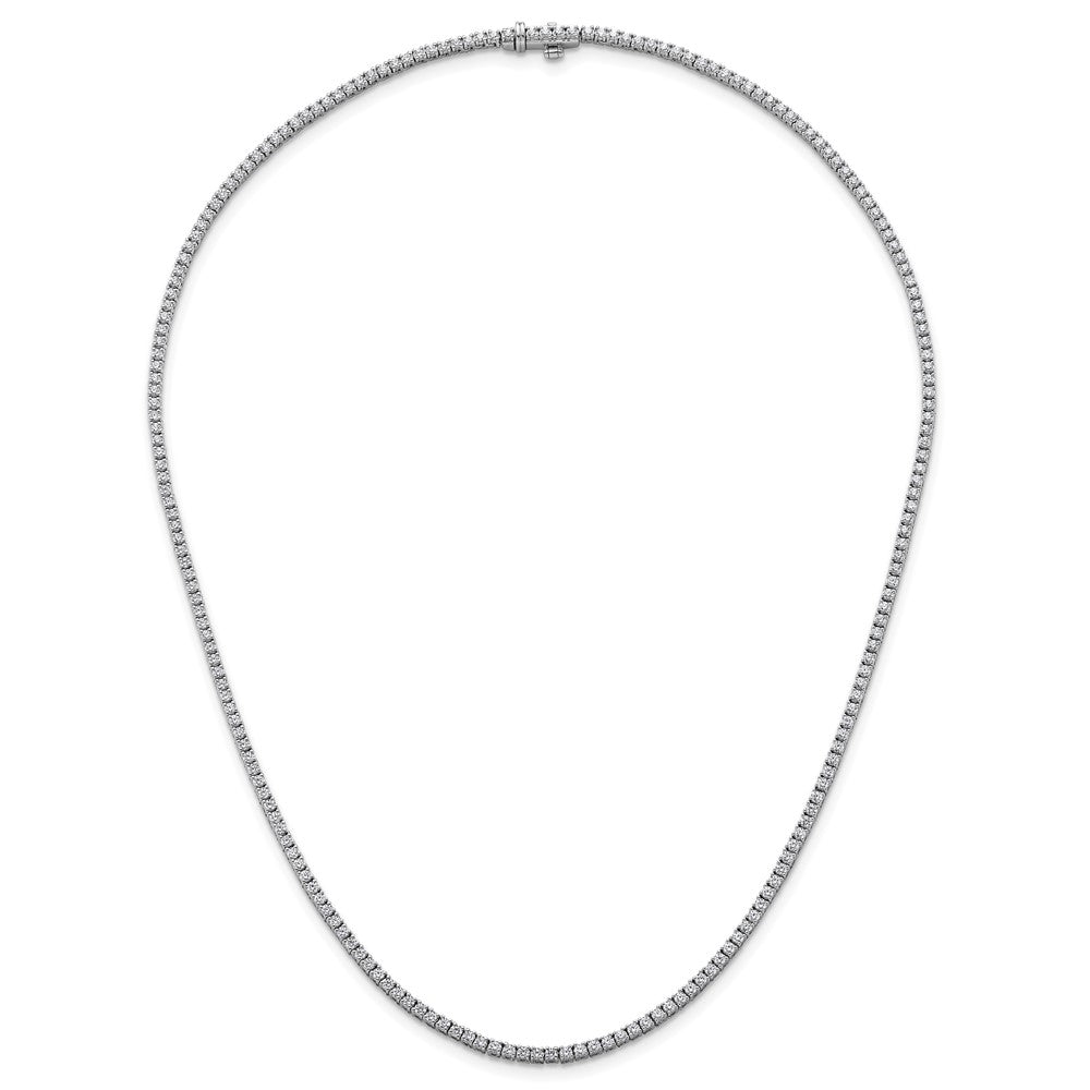 14K White Gold 4 1/2 Carat Lab Grown Diamond Vs+ F+ Complete Round 18 Inch Straight Tennis Necklace