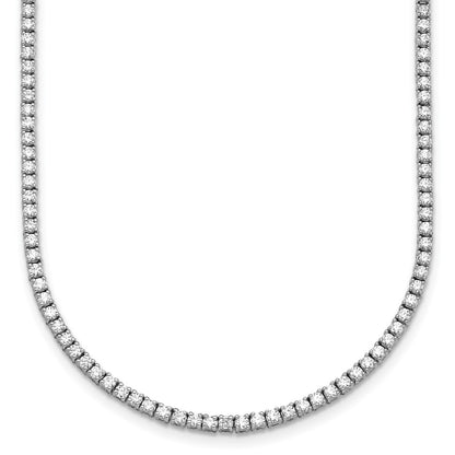 14K White Gold 5 Carat Lab Grown Diamond Vs+ F+ Complete Round 20 Inch Straight Tennis Necklace