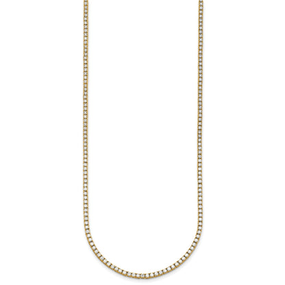 14K Yellow Gold 6 Carat Lab Grown Diamond Vs+ F+ Complete Round 24 Inch Straight Tennis Necklace