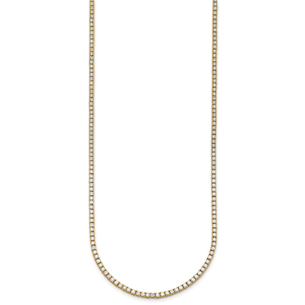 14K Yellow Gold 4 1/2 Carat Lab Grown Diamond Vs+ F+ Complete Round 18 Inch Straight Tennis Necklace