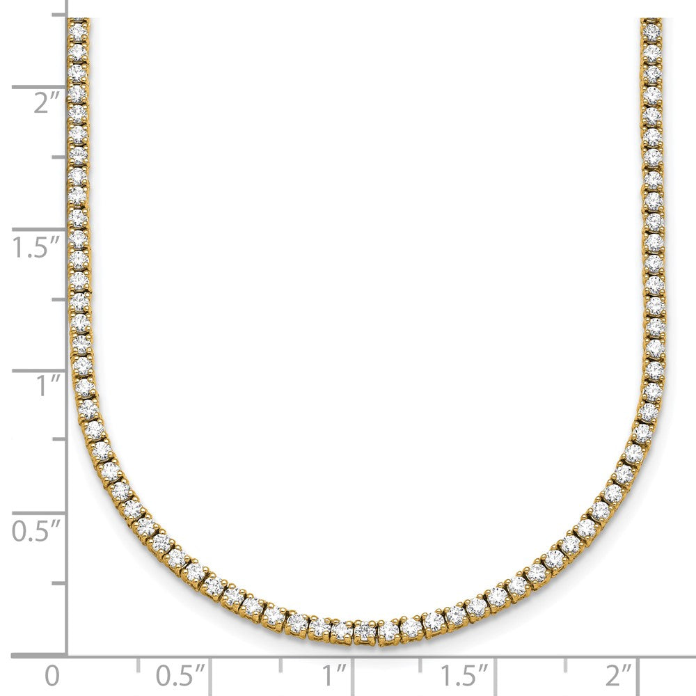 14K Yellow Gold 4 1/2 Carat Lab Grown Diamond Vs+ F+ Complete Round 18 Inch Straight Tennis Necklace
