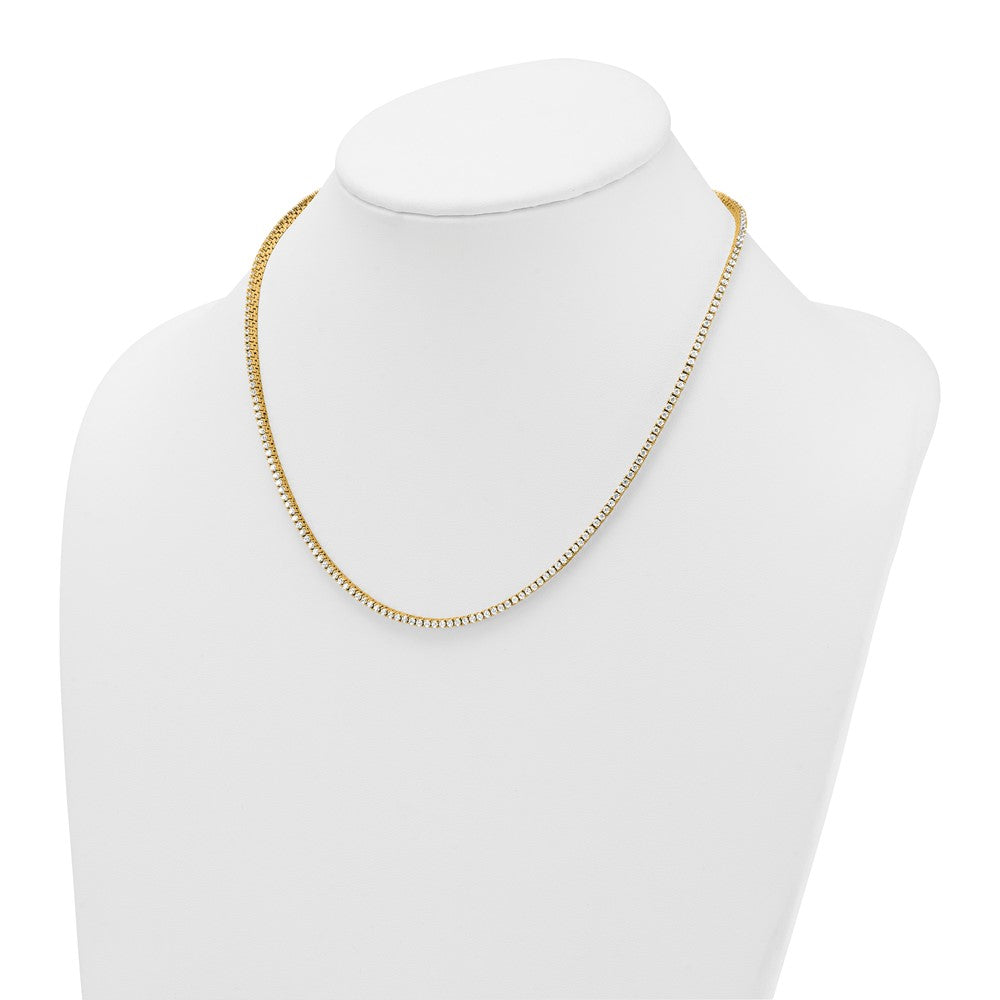 14K Yellow Gold 4 1/2 Carat Lab Grown Diamond Vs+ F+ Complete Round 18 Inch Straight Tennis Necklace
