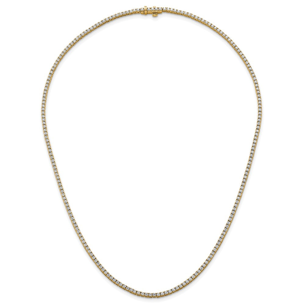 14K Yellow Gold 4 1/2 Carat Lab Grown Diamond Vs+ F+ Complete Round 18 Inch Straight Tennis Necklace