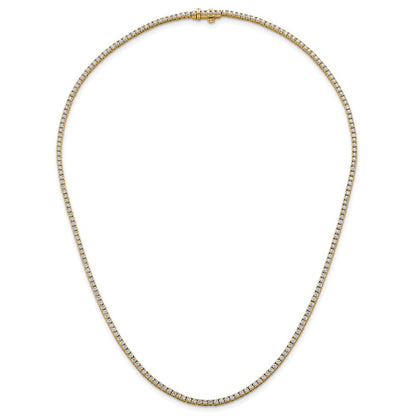 14K Yellow Gold 4 1/2 Carat Lab Grown Diamond Vs+ F+ Complete Round 18 Inch Straight Tennis Necklace