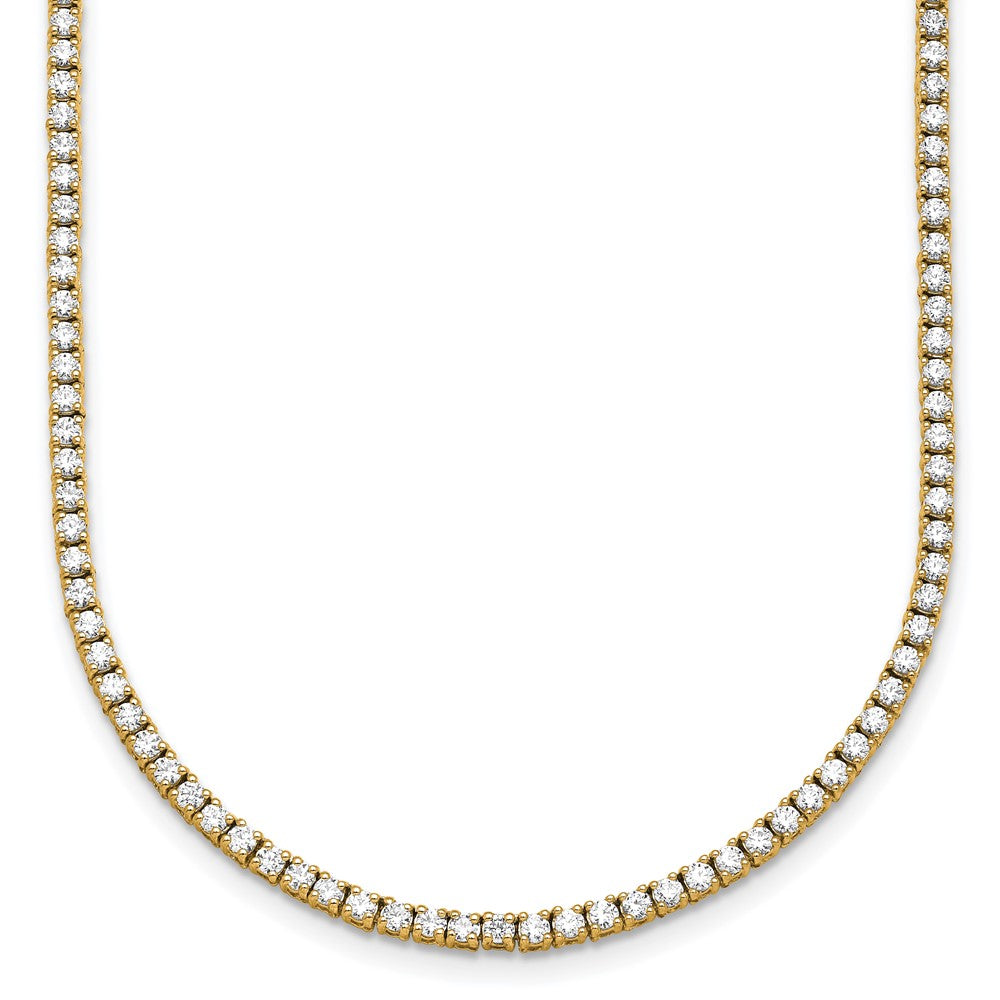 14K Yellow Gold 4 1/2 Carat Lab Grown Diamond Vs+ F+ Complete Round 18 Inch Straight Tennis Necklace