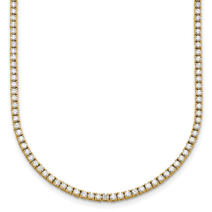 14K Yellow Gold 4 1/2 Carat Lab Grown Diamond Vs+ F+ Complete Round 18 Inch Straight Tennis Necklace