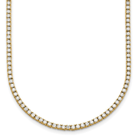 14K Yellow Gold 4 1/2 Carat Lab Grown Diamond Vs+ F+ Complete Round 18 Inch Straight Tennis Necklace