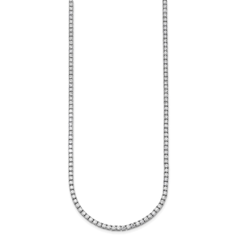 14K White Gold 10 Carat Lab Grown Diamond Vs+ F+ Complete Round 20 Inch Straight Tennis Necklace