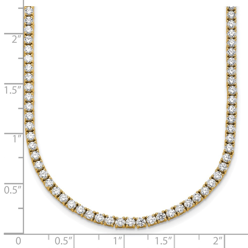 14k Yellow Gold 10 Ct. Lab Grown Diamond VS/SI+ G+ Round 20 inch Straight Tennis Necklace