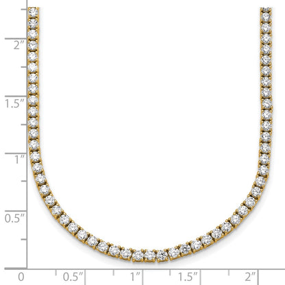 14k Yellow Gold 10 Ct. Lab Grown Diamond VS/SI+ G+ Round 20 inch Straight Tennis Necklace