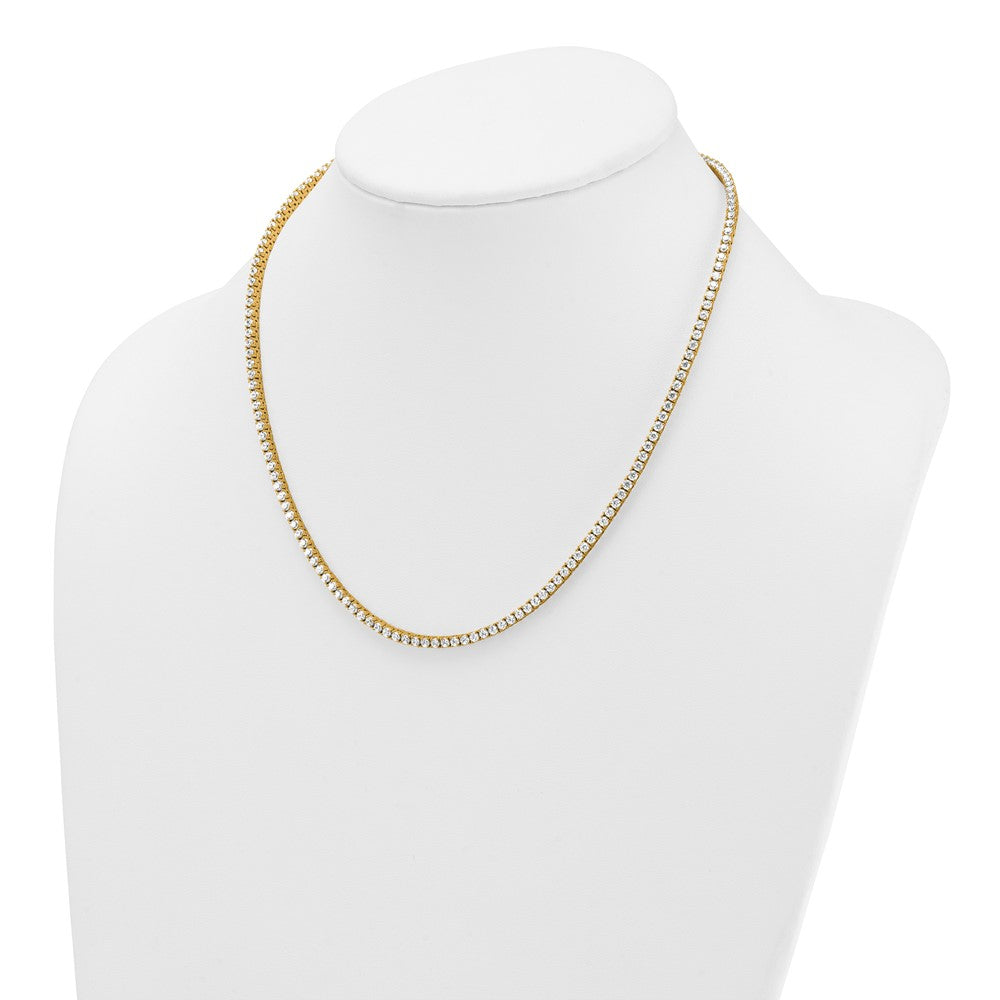 14K Yellow Gold 9 Carat Lab Grown Diamond Vs+ F+ Complete Round 18 Inch Straight Tennis Necklace