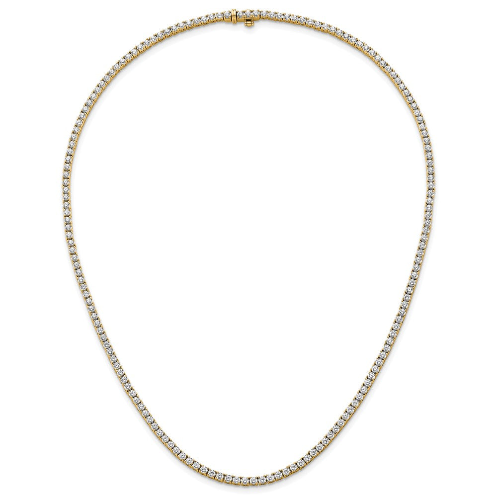 14K Yellow Gold 9 Carat Lab Grown Diamond Vs+ F+ Complete Round 18 Inch Straight Tennis Necklace
