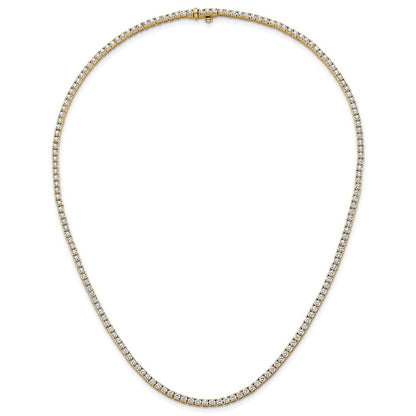 14K Yellow Gold 9 Carat Lab Grown Diamond Vs+ F+ Complete Round 18 Inch Straight Tennis Necklace