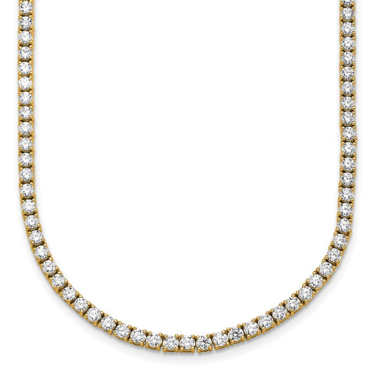 14k Yellow Gold 10 Ct. Lab Grown Diamond VS/SI+ G+ Round 20 inch Straight Tennis Necklace