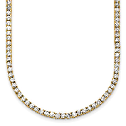 14K Yellow Gold 9 Carat Lab Grown Diamond Vs+ F+ Complete Round 18 Inch Straight Tennis Necklace