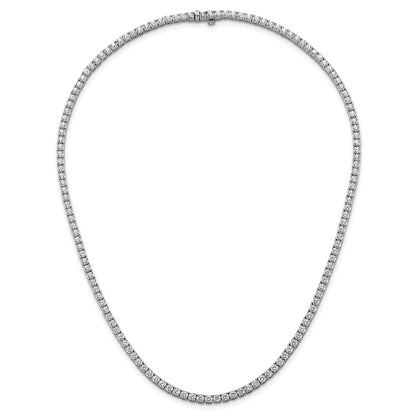 14K White Gold 13 1/2 Carat Lab Grown Diamond Vs+ F+ Complete Round 18 Inch Straight Tennis Necklace